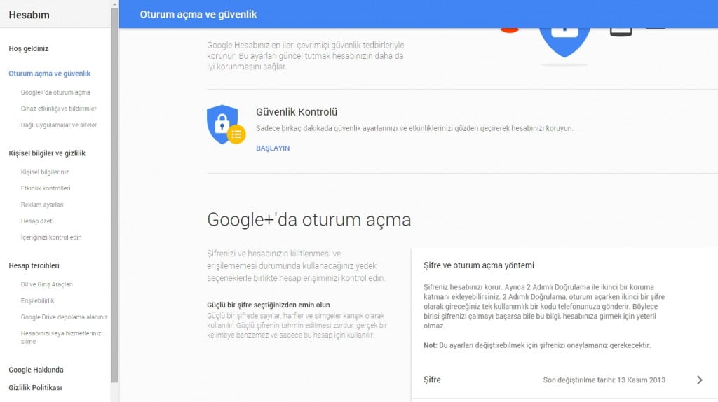Google şifre değiştirme