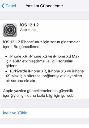 iPhone internet hız sorunu ve hücresel veri için iOS 12.1.2
