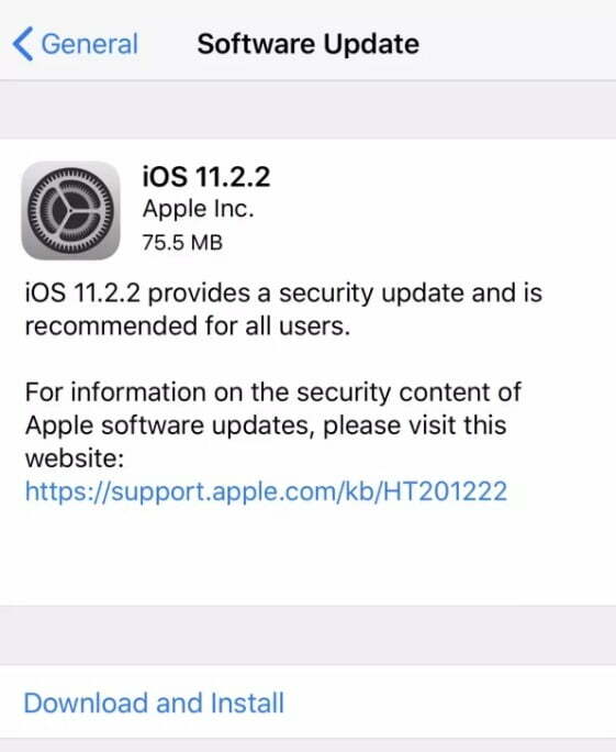 iOS 11.2.2 güncellemesi yayınlandı