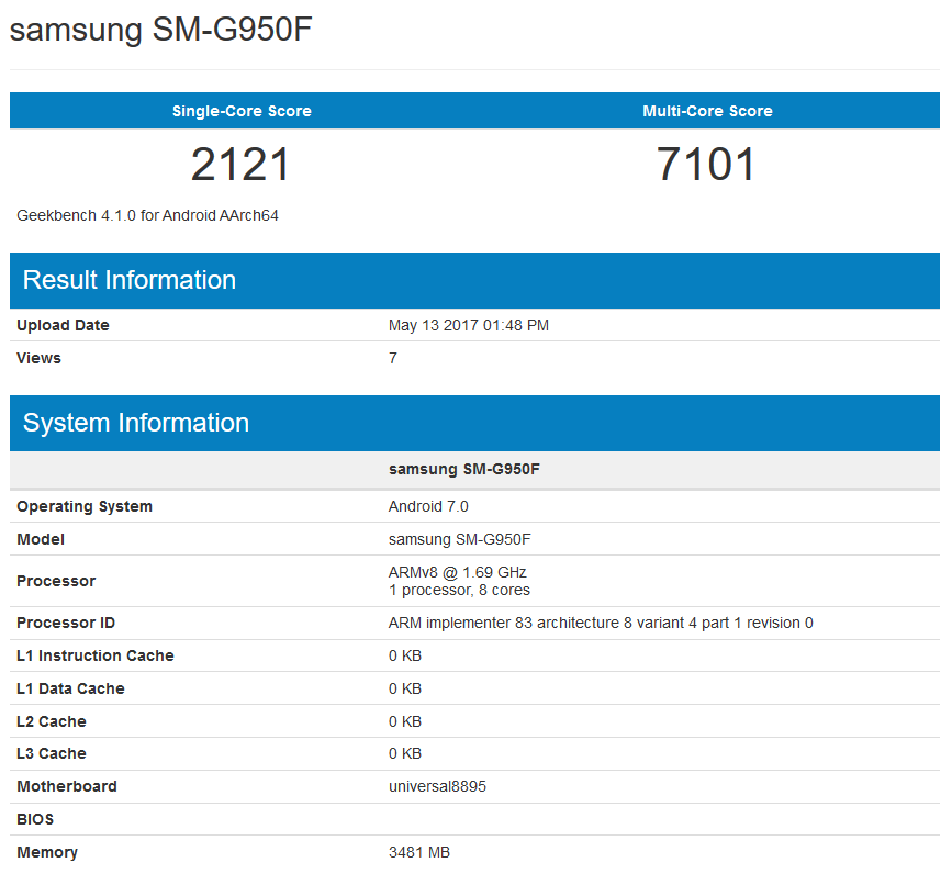 Samsung Galaxy S8 yeni test sonuçları
