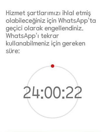 WhatsApp Geçici Olarak 24 Saat Engellendiniz