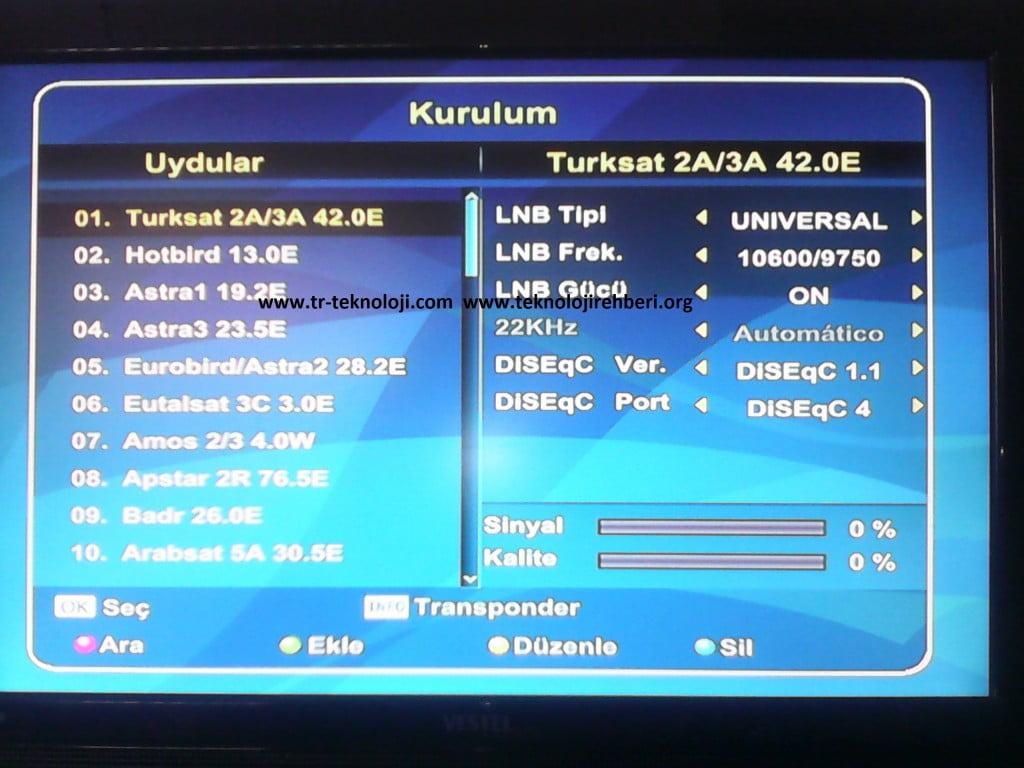 Türksat 4A Tüm Kanal Ekleme Uydu Arama Kurulumu