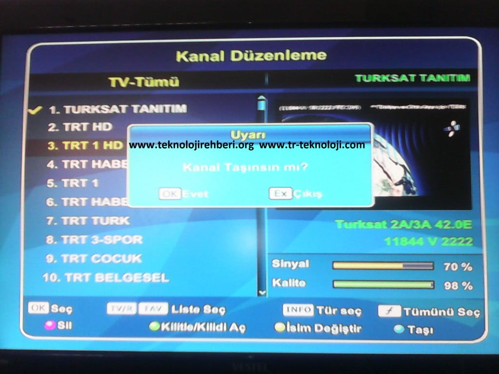 Türksat 4A Uydu Kurulumu Kanal Düzenleme Taşıma