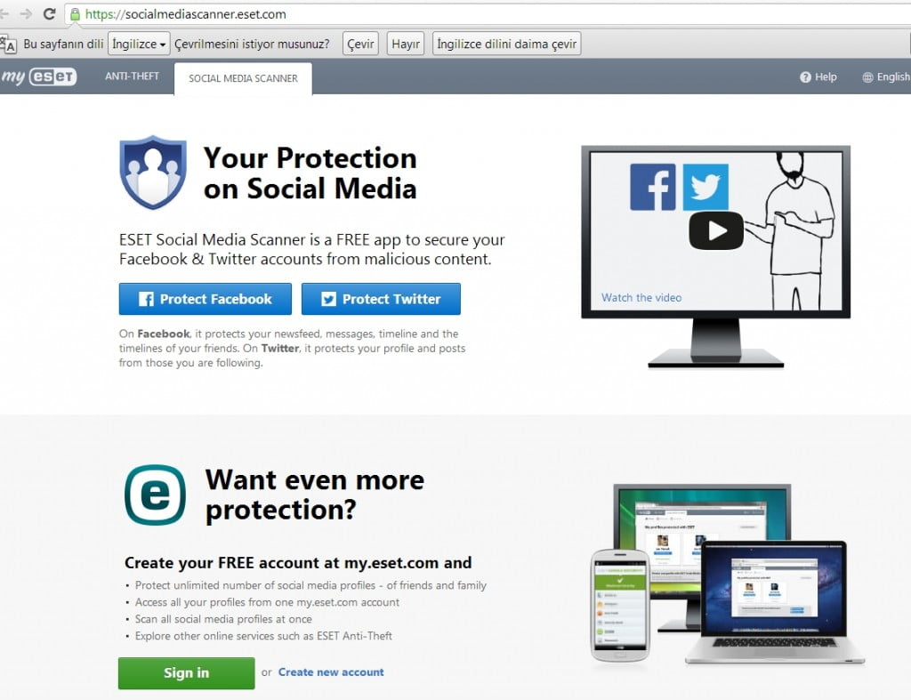 Facebook Hesap Güvenliği ve Virüs Tarama Programı,ESET Social Media Scanner Facebook Virüs Temizleme Kaldırma Silme Programı,Facebook Güvenlik Program indir