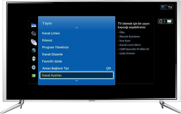 Samsung smart tv dahili uydu alıcı kurulum ayarları