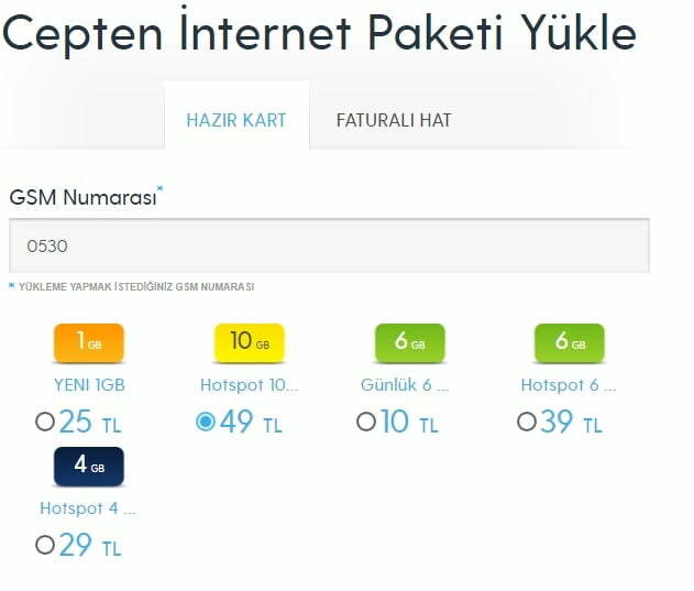 Turkcell internet paketi kredi kartı ile nasıl satın alınır