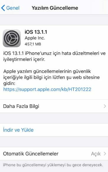 iPhone iOS 13.1.1 yüklemeye açıldı